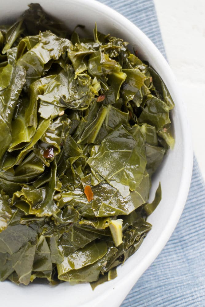 Vegetarian Brown Sugar Collard Greens - Brooklyn Farm Girl