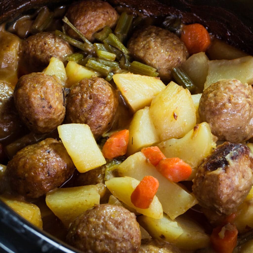 Slow Cooker Meatballs Potatoes Brooklyn Farm Girl