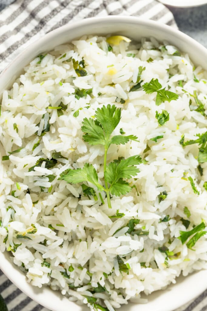 bowl of cilantro lime rice.