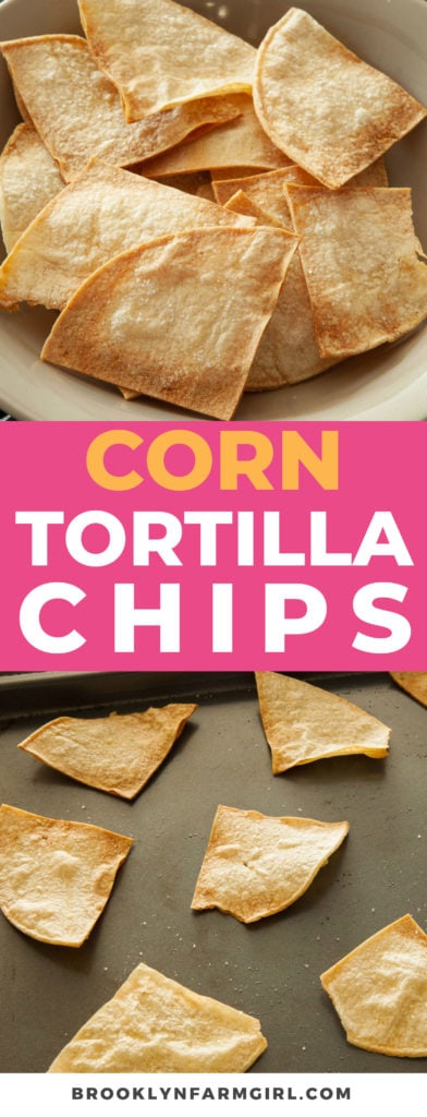 Easy 2 ingredient corn tortilla chips recipe.   This simple homemade recipe will have baked chips made in 10 minutes.  You'll never buy a bag of tortilla chips again!