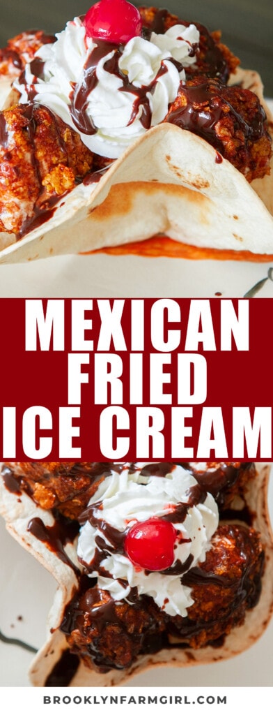 Step by Step Mexican Fried Ice Cream recipe that tastes just like Chi-Chi's restaurant.  Made with vanilla ice cream, crunchy corn flakes cinnamon coating and served in a baked tortilla bowl. 
