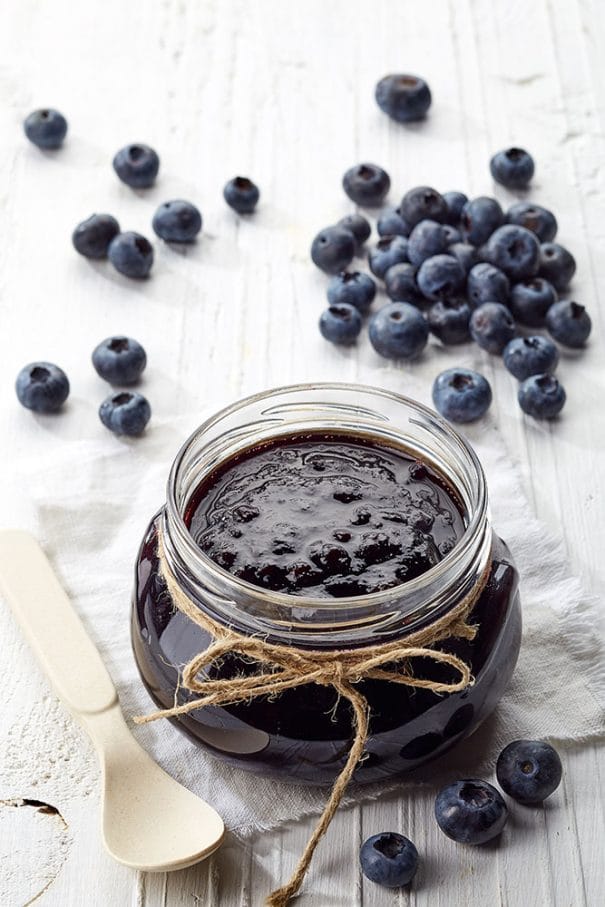 HOMEMADE Blueberry Jam made from 1 pint of blueberries! This easy to make no pectin, no sugar recipe is perfect for eating and canning. This healthy jam is delicious served over toast, pancakes, french toast and ice cream! 