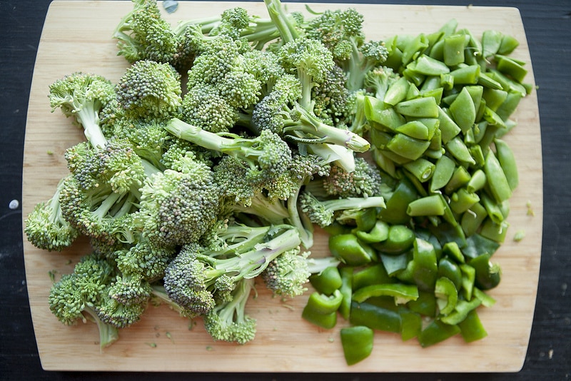 broccoli and green peppers