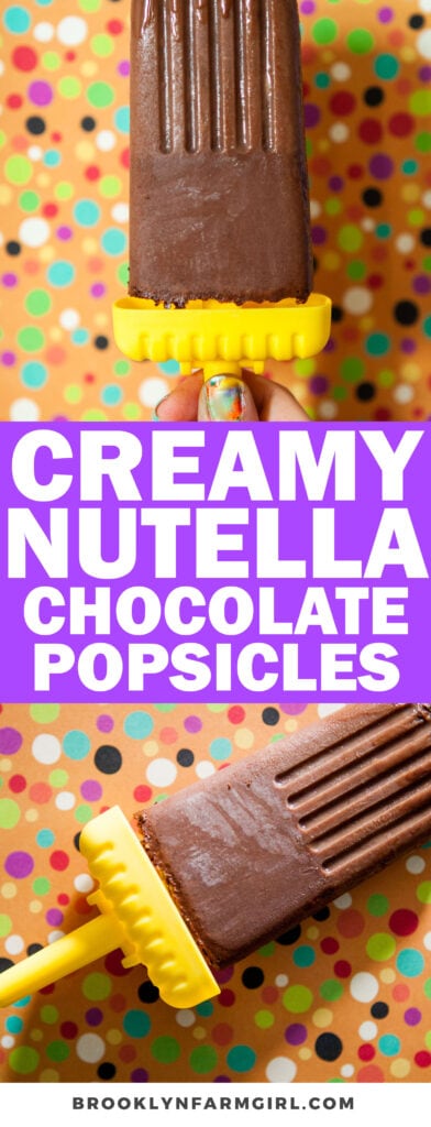 Healthy Chocolate Nutella Popsicles that are only 150 calories. You only need 5 ingredients - and they're so easy to make!