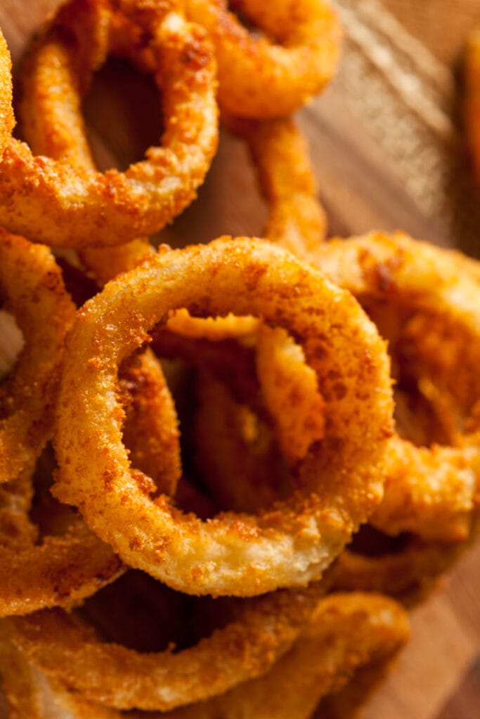 closeup of browned onion ring