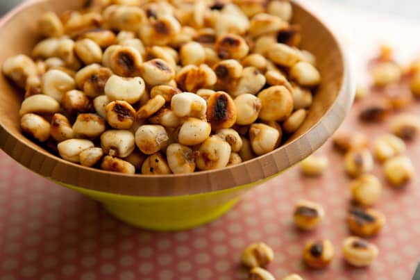 Homemade HEALTHY Roasted Corn Kernel Nuts that taste just like Corn Nuts you buy in the store!  This DIY  how to make corn nuts recipe is easy to make and only uses 4 ingredients!  Bake them in the oven for 30 minutes for a healthy, perfect snack! 