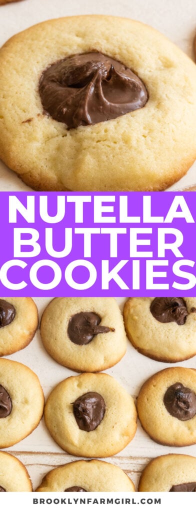 Nutella Butter Cookies are soft butter cookies topped with a dollop of Nutella.  These simple thumbprint cookies are easy to make whenever you need a small batch cookie recipe!