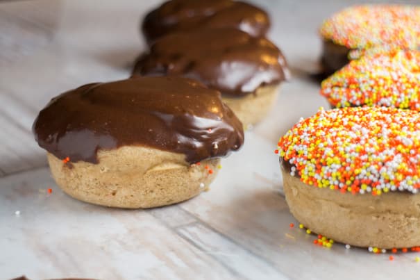 Dandelion Tea Donuts With Chocolate Frosting recipe.  Dandelion tea is filled with healthy benefits so enjoy these donuts for breakfast or dessert.  Includes a dairy free donut recipe too. 