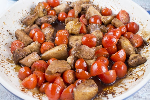  10 minute Chicken and Cherry Tomato Stir-Fry recipe. Serve hot over rice, couscous or noodles.