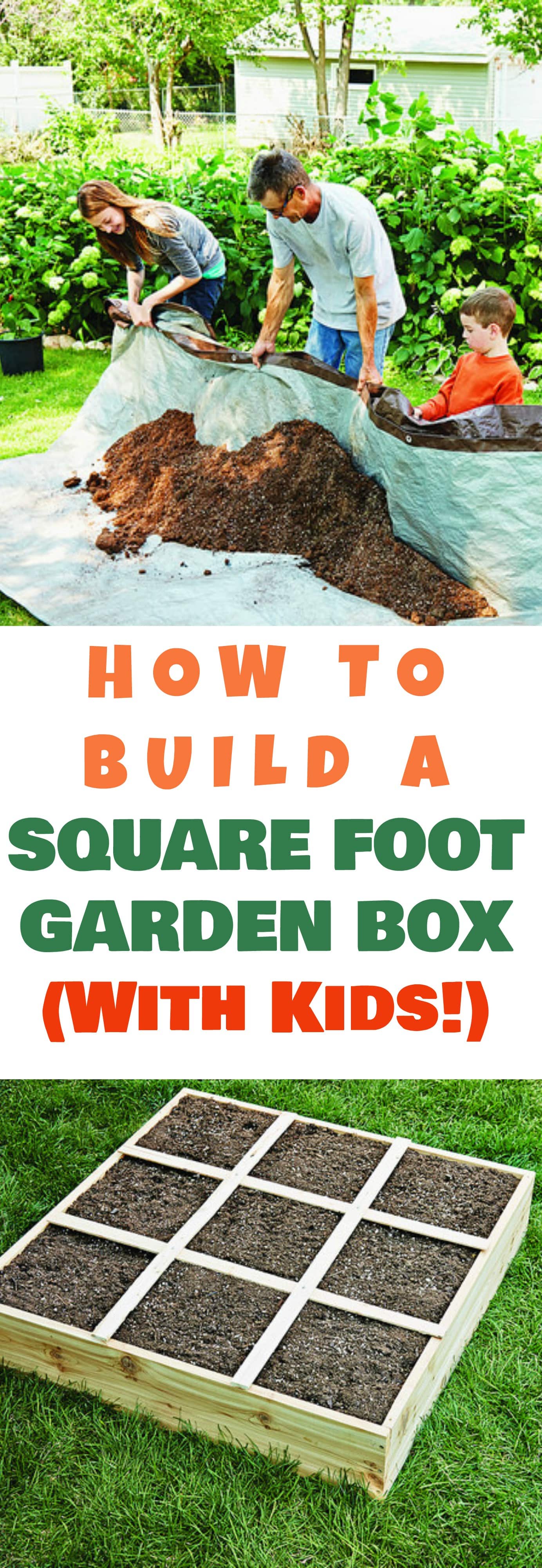 How to Build a Square Foot Garden Box With Kids! Follow these plans for beginners for a fun DIY gardening project you can do with your kids. These boxes are easy to build and will hold lots of vegetables! This is the perfect Spring and Summer activity to do with kids to teach them about gardening!