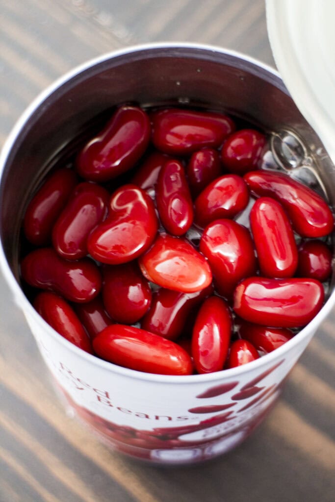 can of red kidney beans opened.