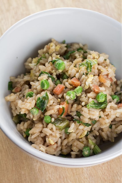 EASY Chinese Fried Rice recipe full of vegetables and tastes just like Takeout! 1 1/2 cup of lettuce is used making this a great way to use up your garden lettuce!