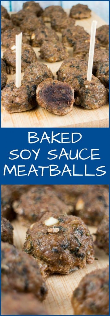 These Baked Soy Sauce Meatballs are delicious and healthy! Recipe includes lettuce in the meatballs alongside ground beef, turkey and many herbs. They are perfect for serving over pasta or serving as finger food! 