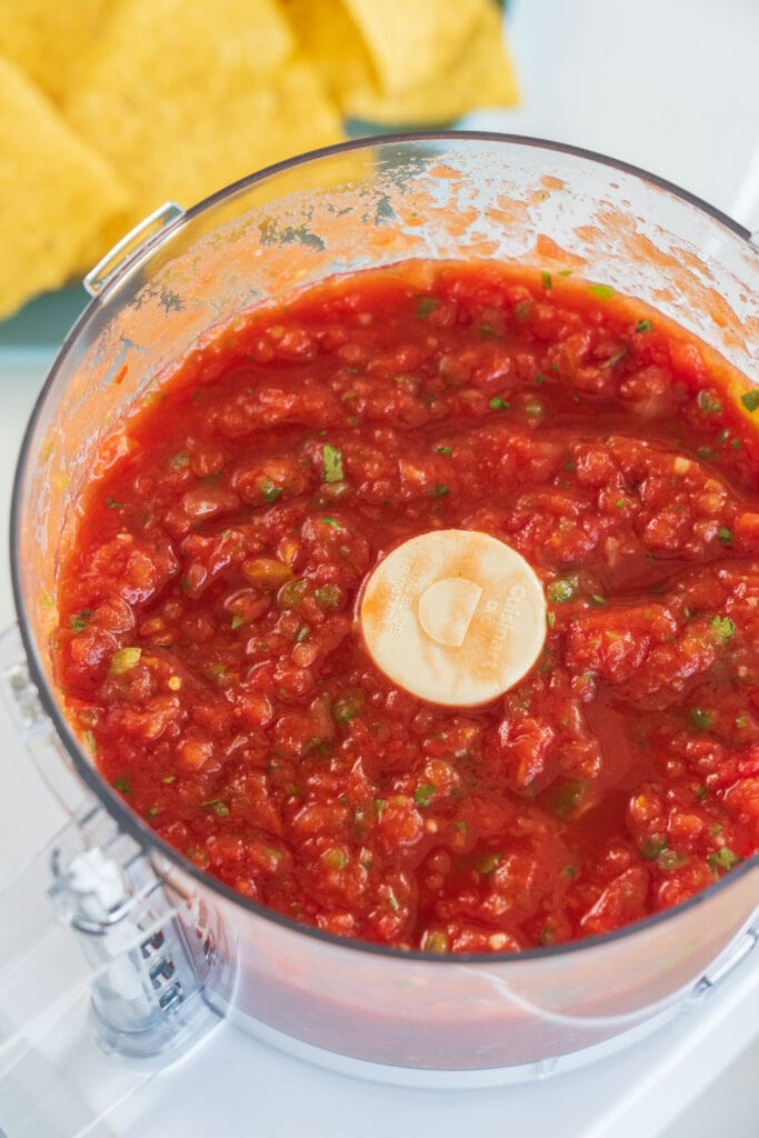 blended diced tomatoes and ingredients in food processor.