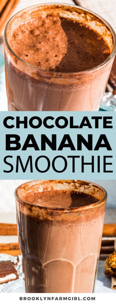 Healthy Chocolate Banana Smoothie made with 4 simple ingredients and a blender. This tastes like a chocolate peanut butter dessert!