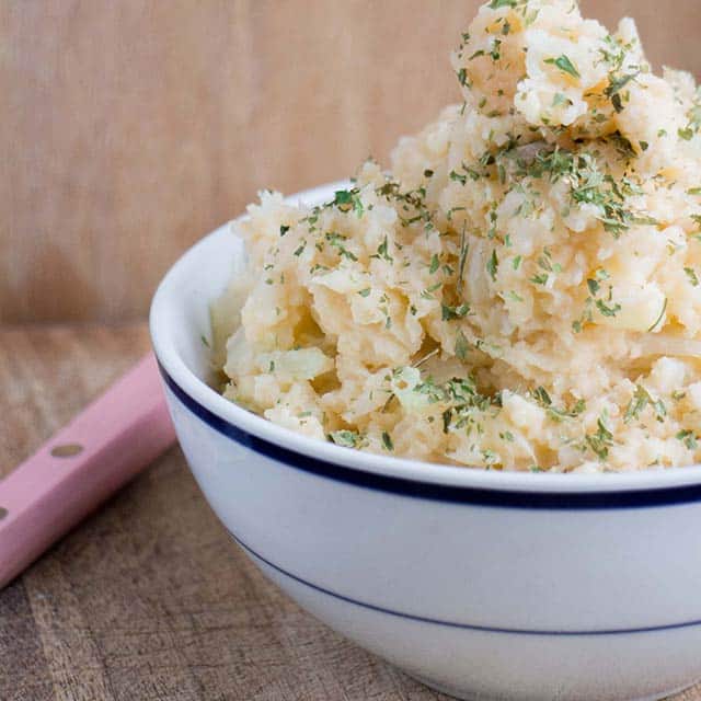 Cauliflower Mashed Potatoes Recipe with NO milk or butter!