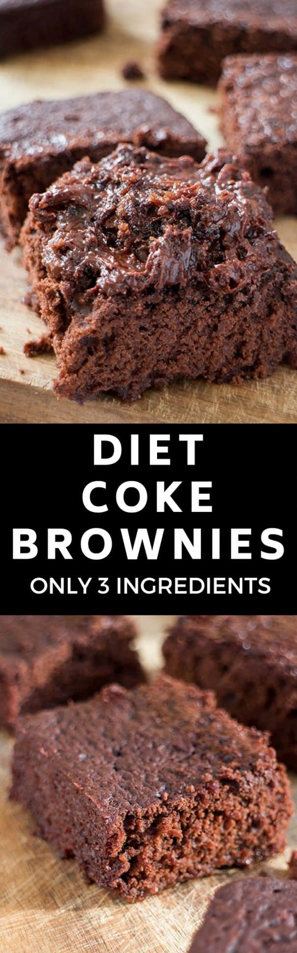 Easy to make Diet Coke Brownies recipe that only require 3 ingredients. These chocolate brownies are so fudgy!