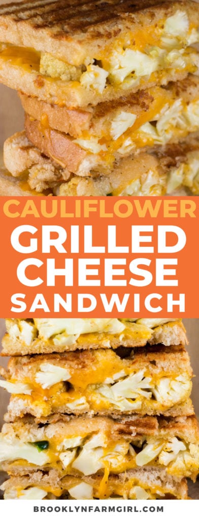 Easy, delicious Cauliflower Grilled Cheese Sandwich ready in 15 minutes.  It's a classic sandwich but looks fancy with roasted cauliflower and jalapeno peppers. 