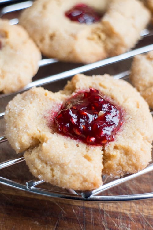 Raspberry Jam Peanut Butter Blossom Cookies - Brooklyn Farm Girl