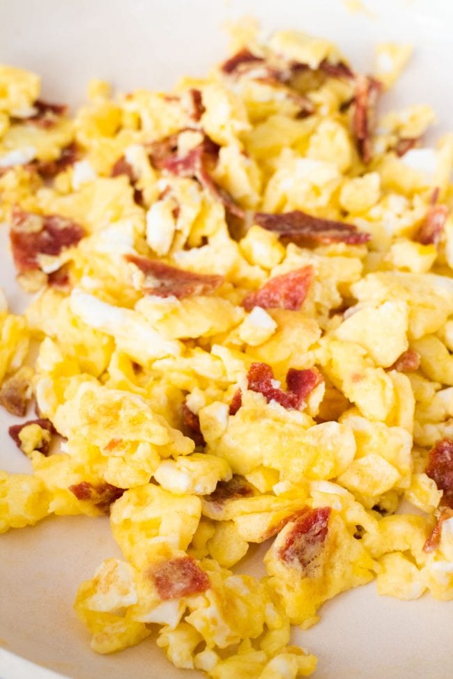 Scrambled Eggs With Bacon - Brooklyn Farm Girl