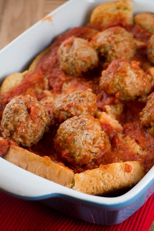 Extra Cheesy Meatball Texas Toast Casserole is a delicious, quick meal to serve your family. Everyone will want seconds! Use precooked meatballs to make it even faster! 