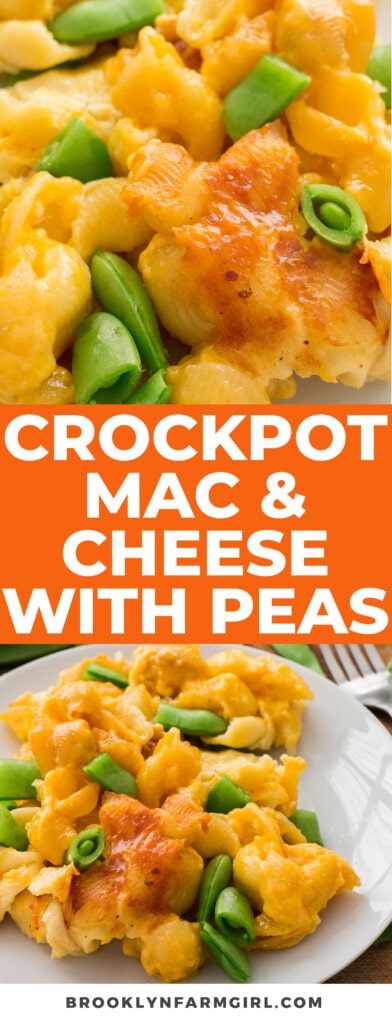Easy to make Macaroni and Cheese with Sugar Snap Peas cooked in the slow cooker. It’s the perfect combo of creamy and crunchy!