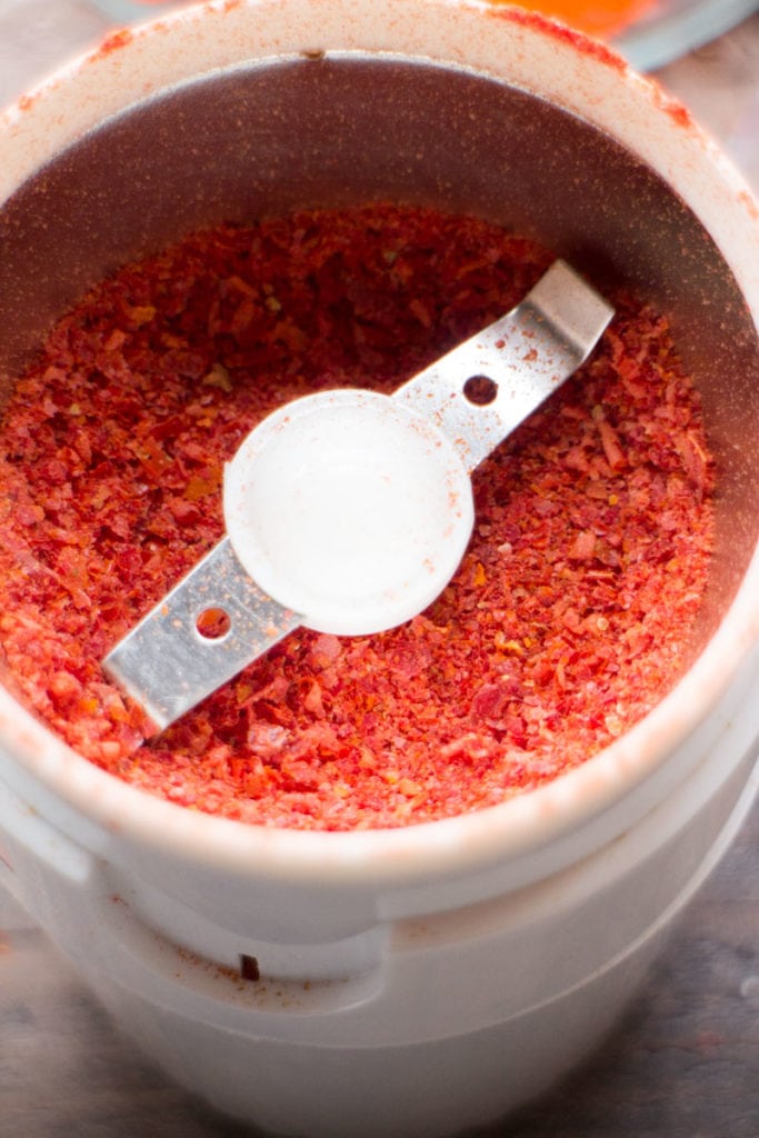tomato powder in coffee grinder
