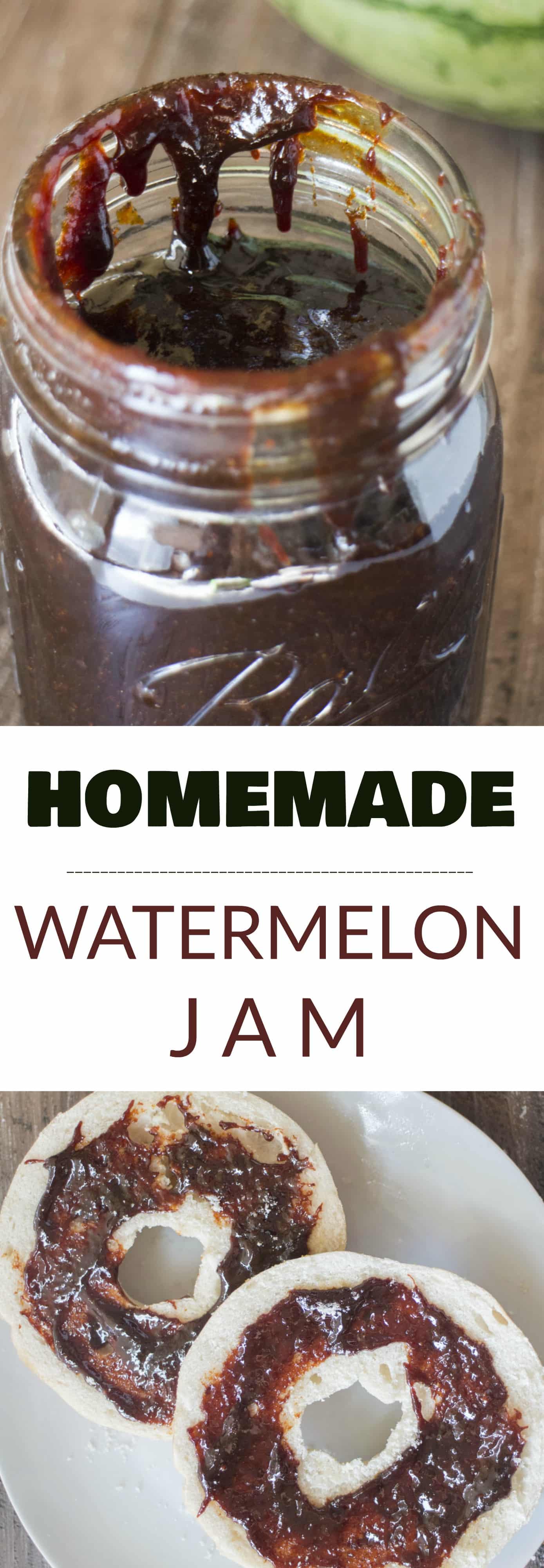 HOMEMADE Watermelon Jam! This easy to make jam recipe uses fresh watermelon juice to make a healthy jam. No pectin is needed for this recipe, just throw it in the refrigerator when it's done! This is one of the best fruit jams, I love eating it on toast!