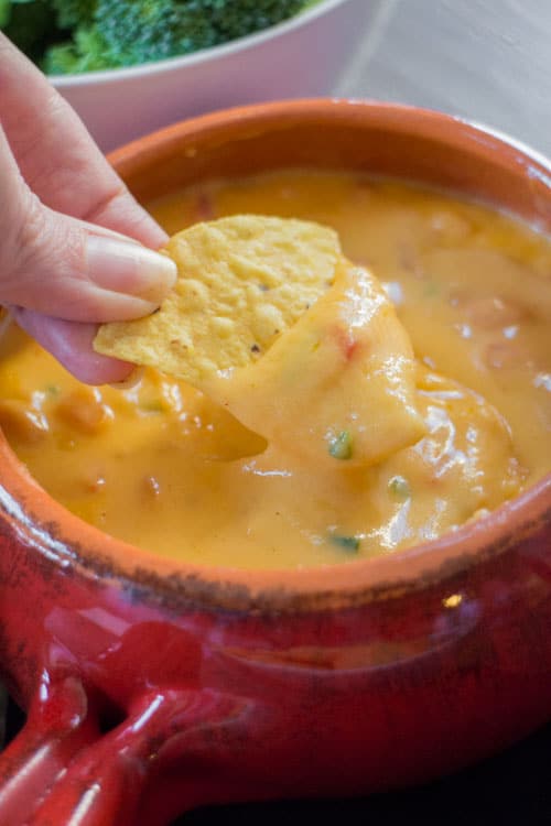 Mexican Cheddar Cheese Dip. This is a perfect dip to serve with tortilla chips, crackers or vegetables like broccoli and cauliflower. It's delicious! 