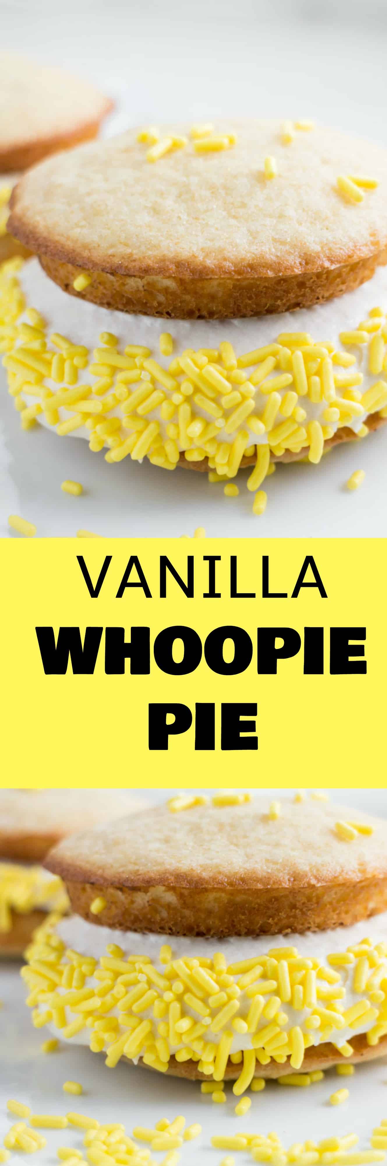 Vanilla Whoopie Pie Recipe With Marshmallow Cream Filling. These whoopie pies taste like cake with creamy marshmallow filling inside. These taste just like the whoopie pies you buy at the Amish market!