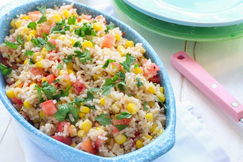 Corn and Tomato Rice Salad Healthy and ready in 15 minutes!