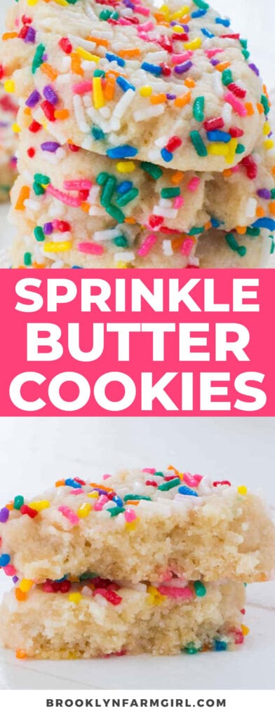 Sprinkled Butter Cookies that taste like Funfetti Butter Cookies! These melt in your mouth rainbow cookies are easy to make and use evaporated milk to make the cookies extra soft! 