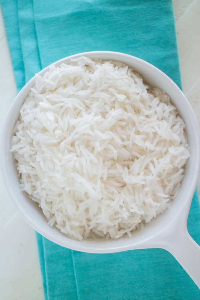 Cooked White Rice in Bowl