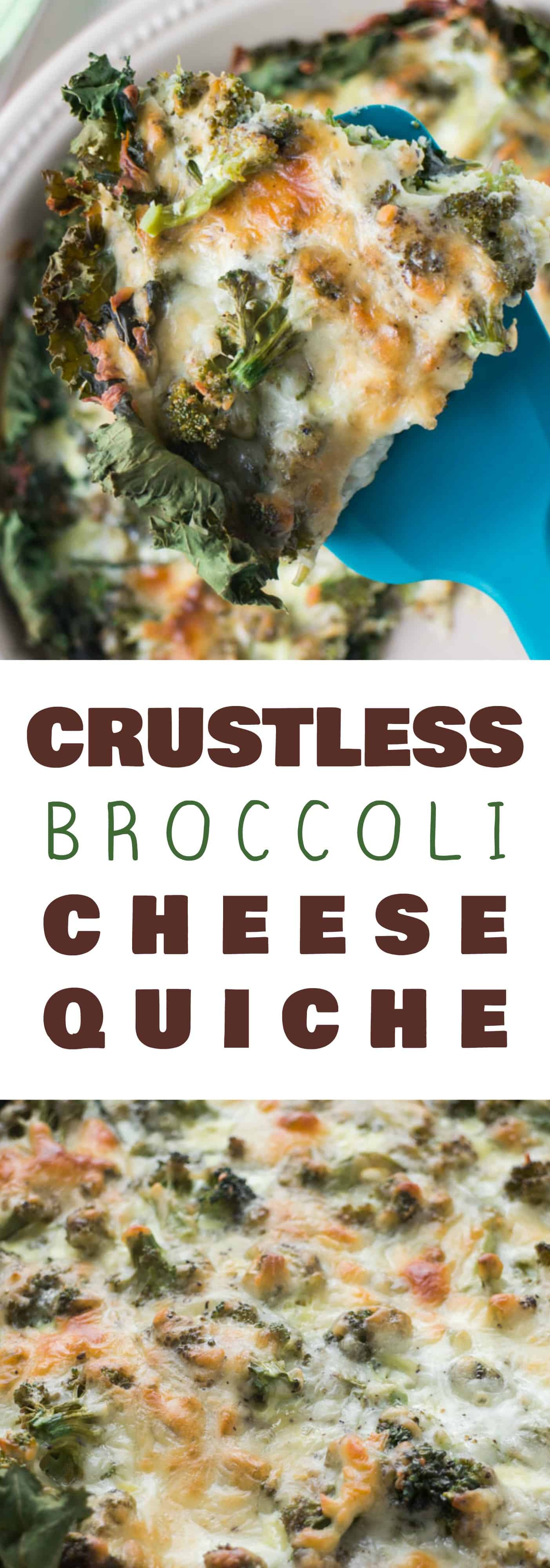 Crustless Broccoli Cheese Quiche is a easy dinner recipe your family is going to love. Instead of the traditional pie crust, you use kale to line the bottom of the casserole dish. Sprinkled mozzarella cheese on top makes it extremely cheesy! It's the perfect way to sneak in veggies!