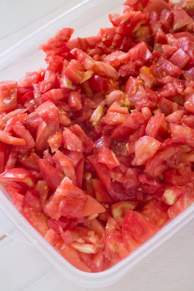 These Italian Diced Tomatoes are marinated overnight with spices for full flavor. Unlike other diced tomato recipes no boiling, water bath or peeling is needed! 1