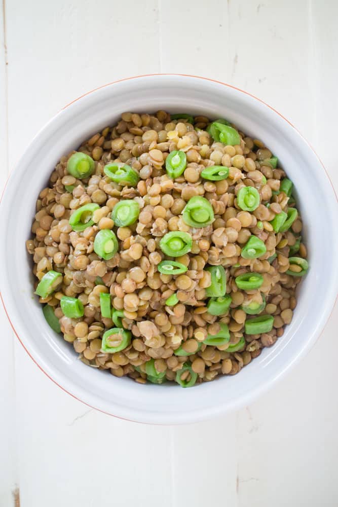 Lime Lentils with Sugar Snap Peas is a delicious healthy side dish made in less than 30 minutes. These make a fantastic dish to serve with chicken or to have on the holiday dinner table. Recipe uses 2 cups dry lentils and 1 1/2 cups fresh sugar snap peas. 
