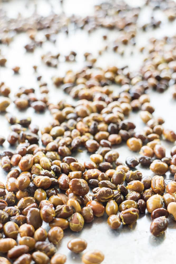 Salted Roasted Soybeans recipe using fresh soybeans.  This baked healthy snack recipe is so easy to make!