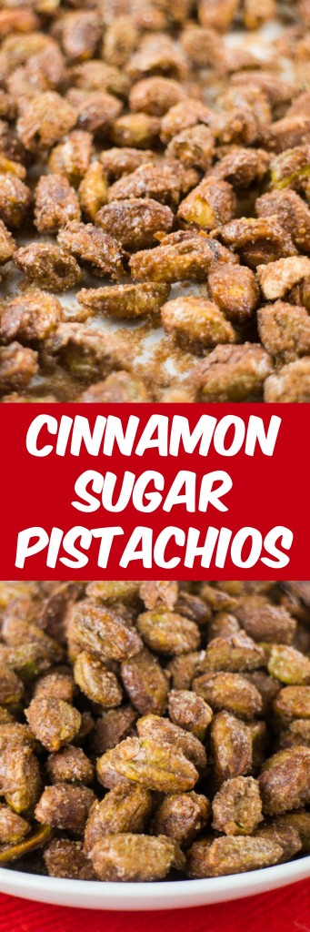 Easy to make Cinnamon Sugar Pistachios is a delicious snack recipe! These are perfect for snacking on year round, especially for the holidays!