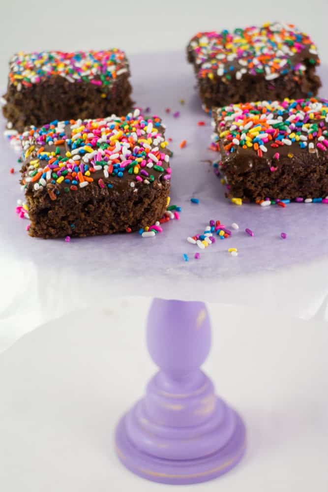 Cake textured Rainbow Sprinkled Chocolate Brownies made with Black Beans and Applesauce! These Chocolate Birthday Cake Black Bean Brownies are going to change your life! 