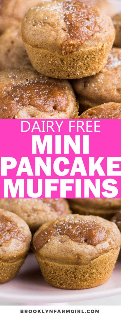 These Dairy Free Muffins taste just like mini pancakes - no milk or butter needed! Topped with a sweet cinnamon sugar crumble, these muffins are perfect for breakfast or a snack!  