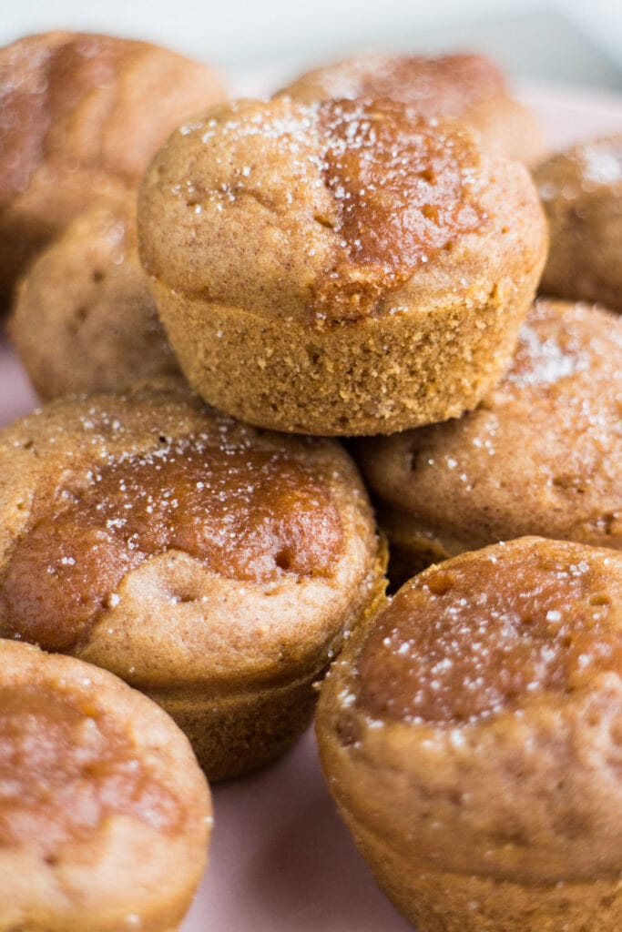 closeup of baked mini muffins.