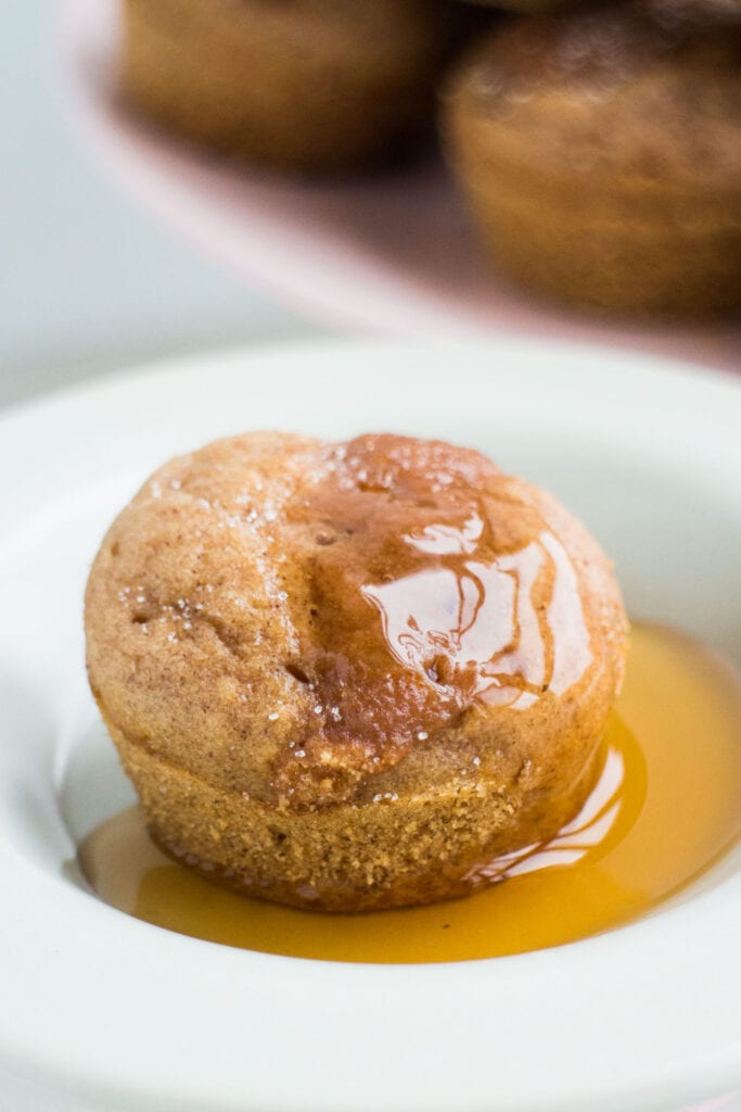 muffin with syrup on it.
