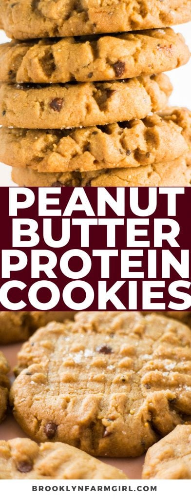 Salty, sweet, and packed with protein, these Peanut Butter Protein Cookies are a filling way to enjoy a classic cookie. Made with peanut butter, chocolate chips, and your favorite chocolate protein powder, these nutty cookies are sure to satisfy every time! 