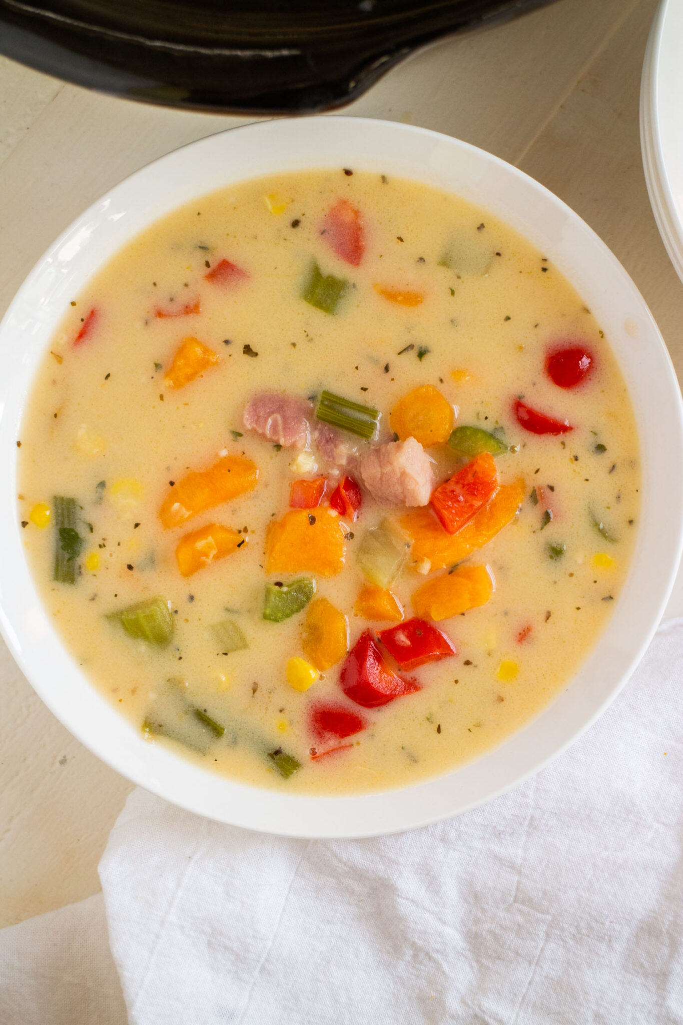 Slow Cooker Ham and Sweet Potato Soup Brooklyn Farm Girl