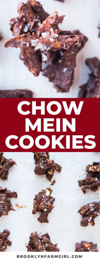 Chocolate Chow Mein Noodle Cookies are also known as no bake haystack cookies. They are super simple to make with only 4 ingredients!