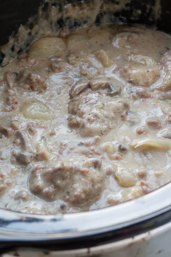 Crockpot Salisbury Steak Recipe With Cream of Mushroom Soup