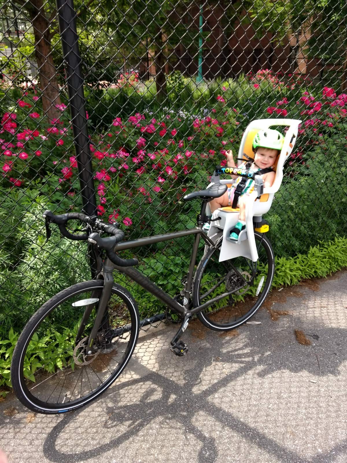 riding bike with baby in ergo