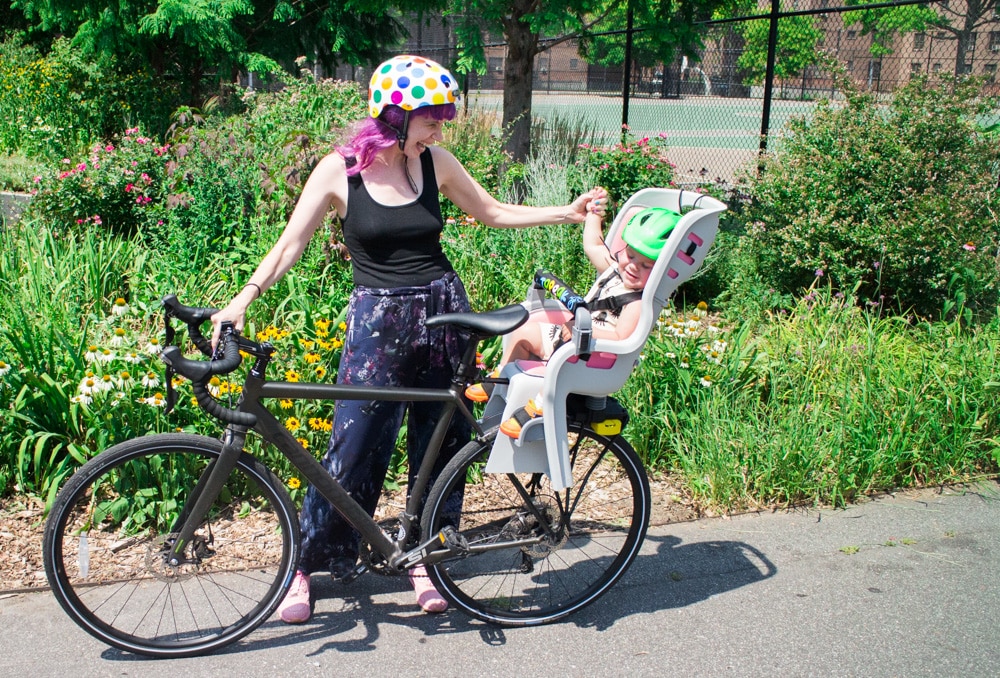 riding bike with baby