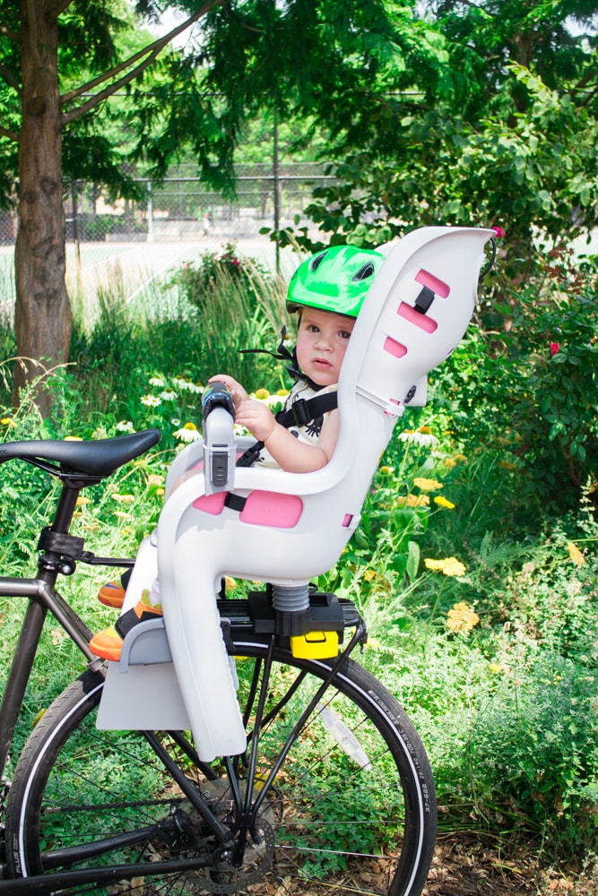 riding bike with baby in ergo