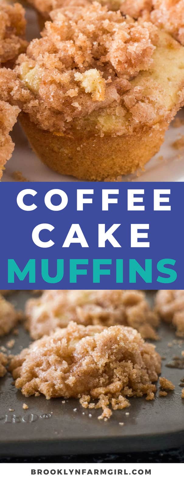 Easy Mini Coffee Cake Muffins recipe with a cinnamon sugar streusel on top! These fluffy moist muffins are so quick to make!  Recipe makes 16 mini muffins, only 105 calories a piece.